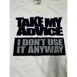 Vintage Lee Total Cotton Graphic T-Shirt Take My Advice Funny Tee XL White‎ 90s